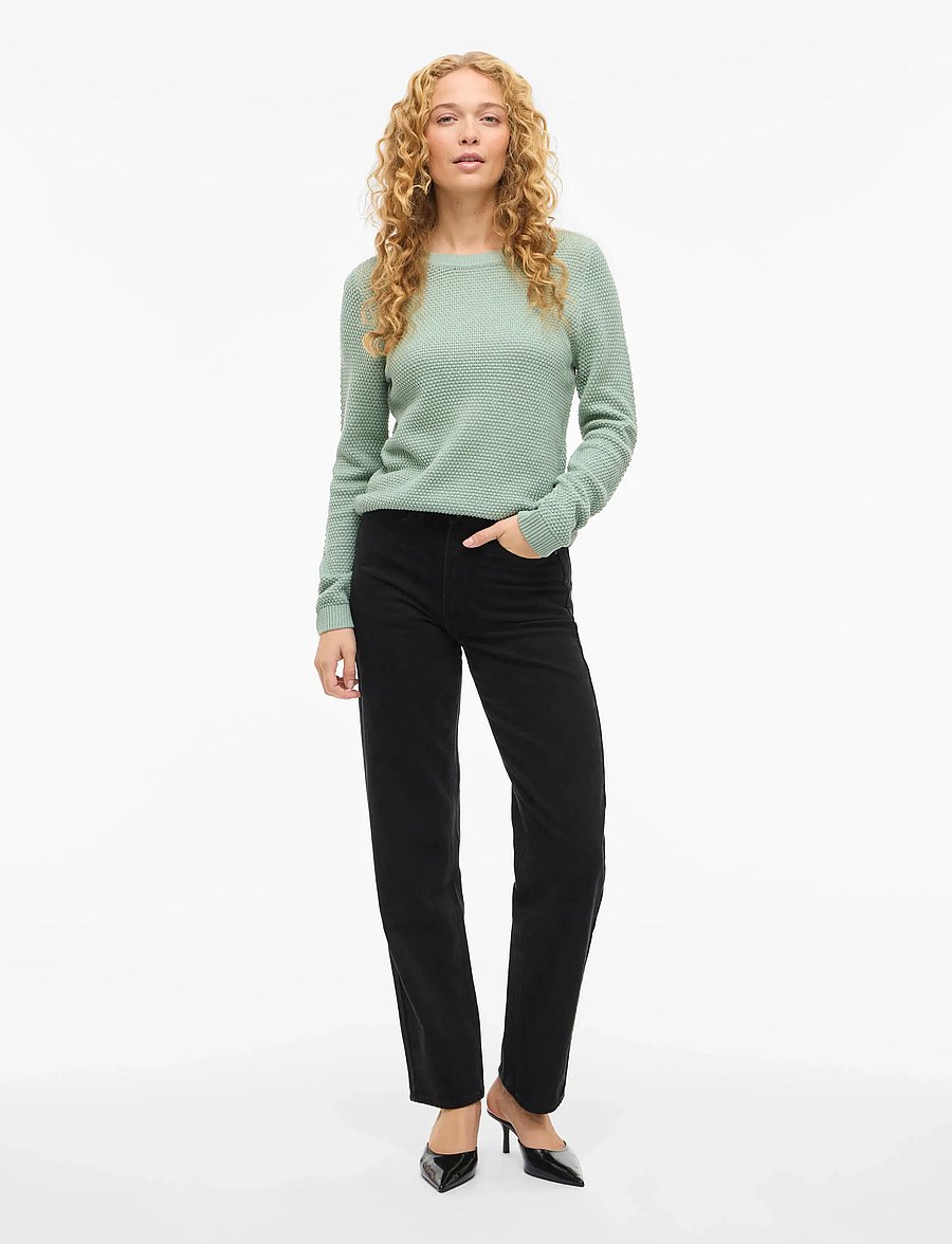Vila - VIDALO O-NECK L/S KNIT TOP- NOOS - kampsunid - blue surf - 4