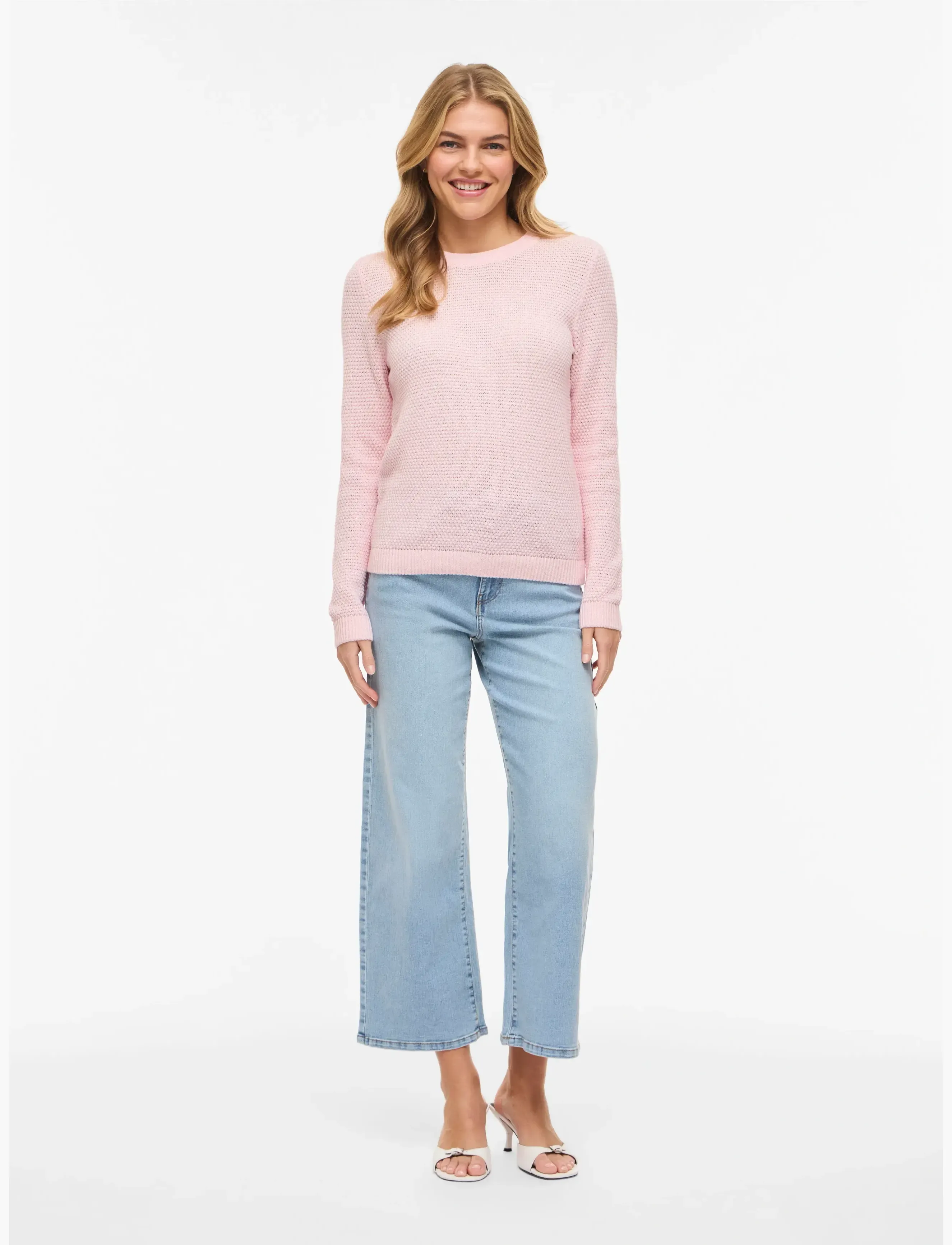 Vila - VIDALO O-NECK L/S KNIT TOP- NOOS - striktrøjer - cherry blossom - 4