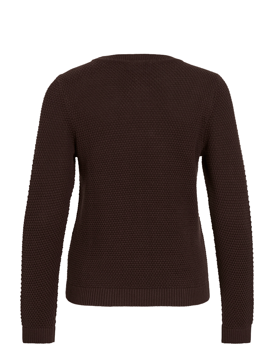 Vila - VIDALO O-NECK L/S KNIT TOP- NOOS - striktrøjer - coffee bean - 2