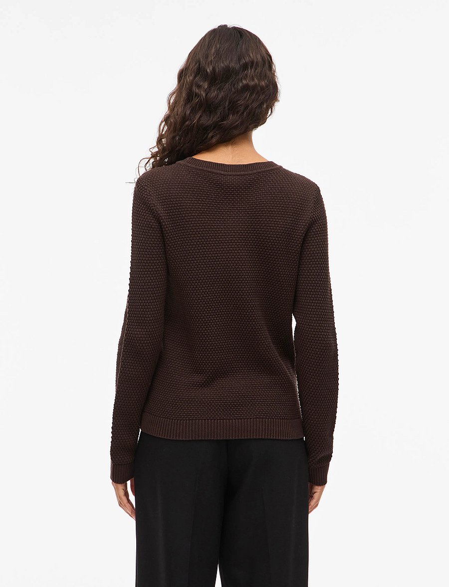 Vila - VIDALO O-NECK L/S KNIT TOP- NOOS - striktrøjer - coffee bean - 3