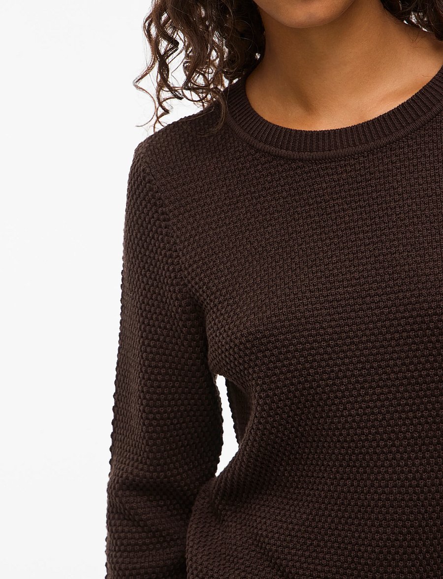 Vila - VIDALO O-NECK L/S KNIT TOP- NOOS - striktrøjer - coffee bean - 5
