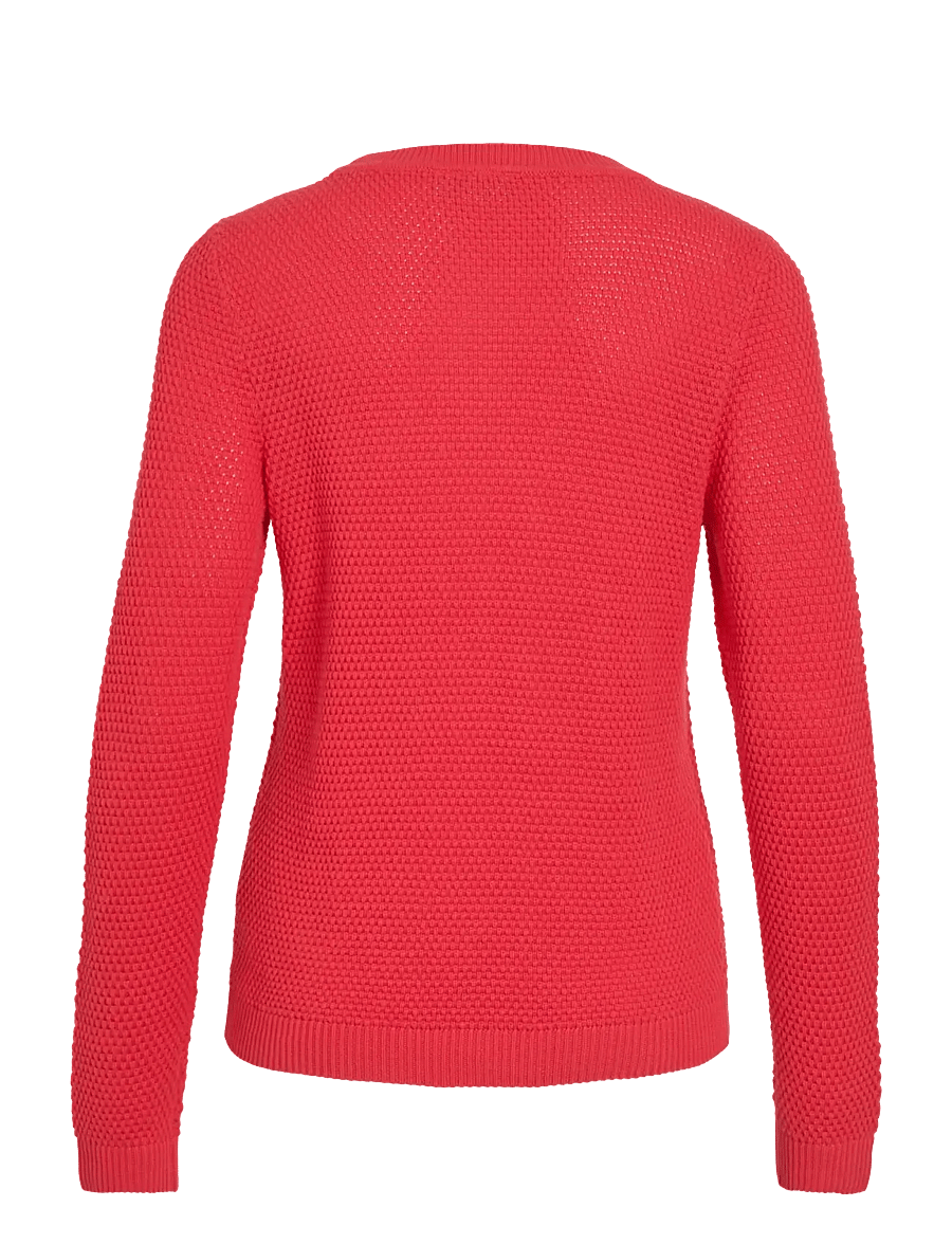 Vila - VIDALO O-NECK L/S KNIT TOP- NOOS - striktrøjer - hibiscus - 2