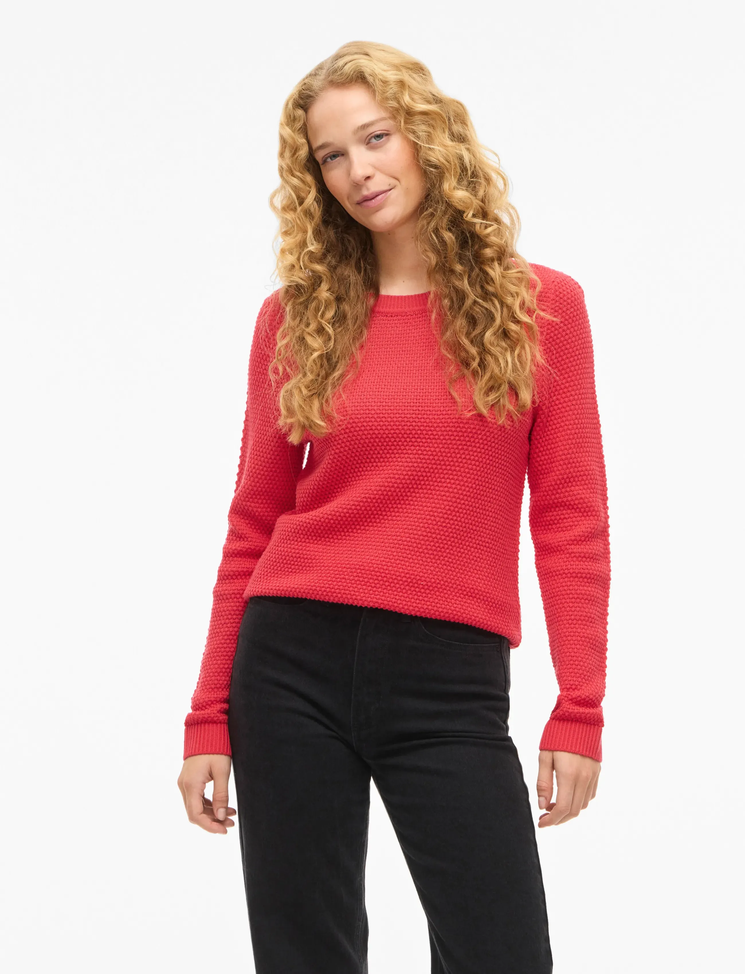 Vila Vidalo O-Neck L/S Knit Top- Noos, XS, Red, Strik > Trøjer, Dame