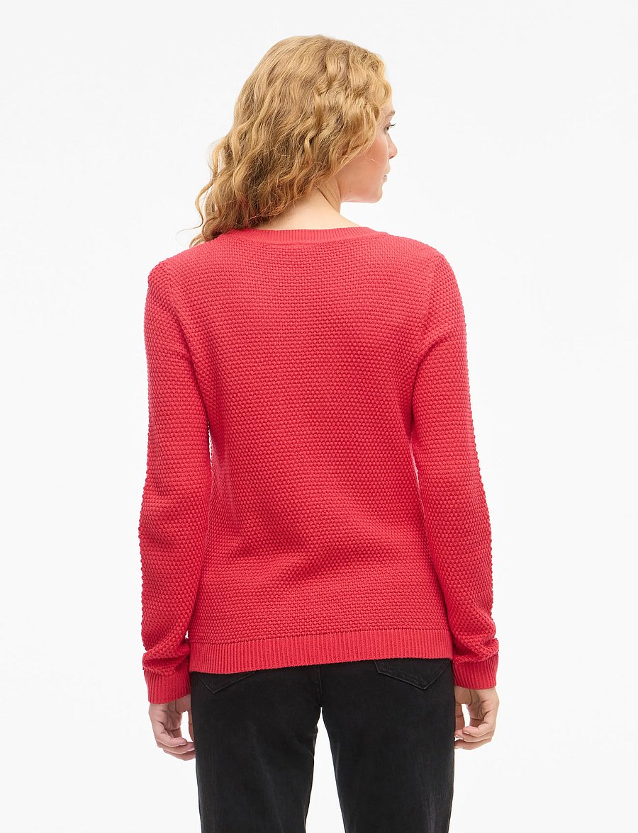 Vila - VIDALO O-NECK L/S KNIT TOP- NOOS - striktrøjer - hibiscus - 3