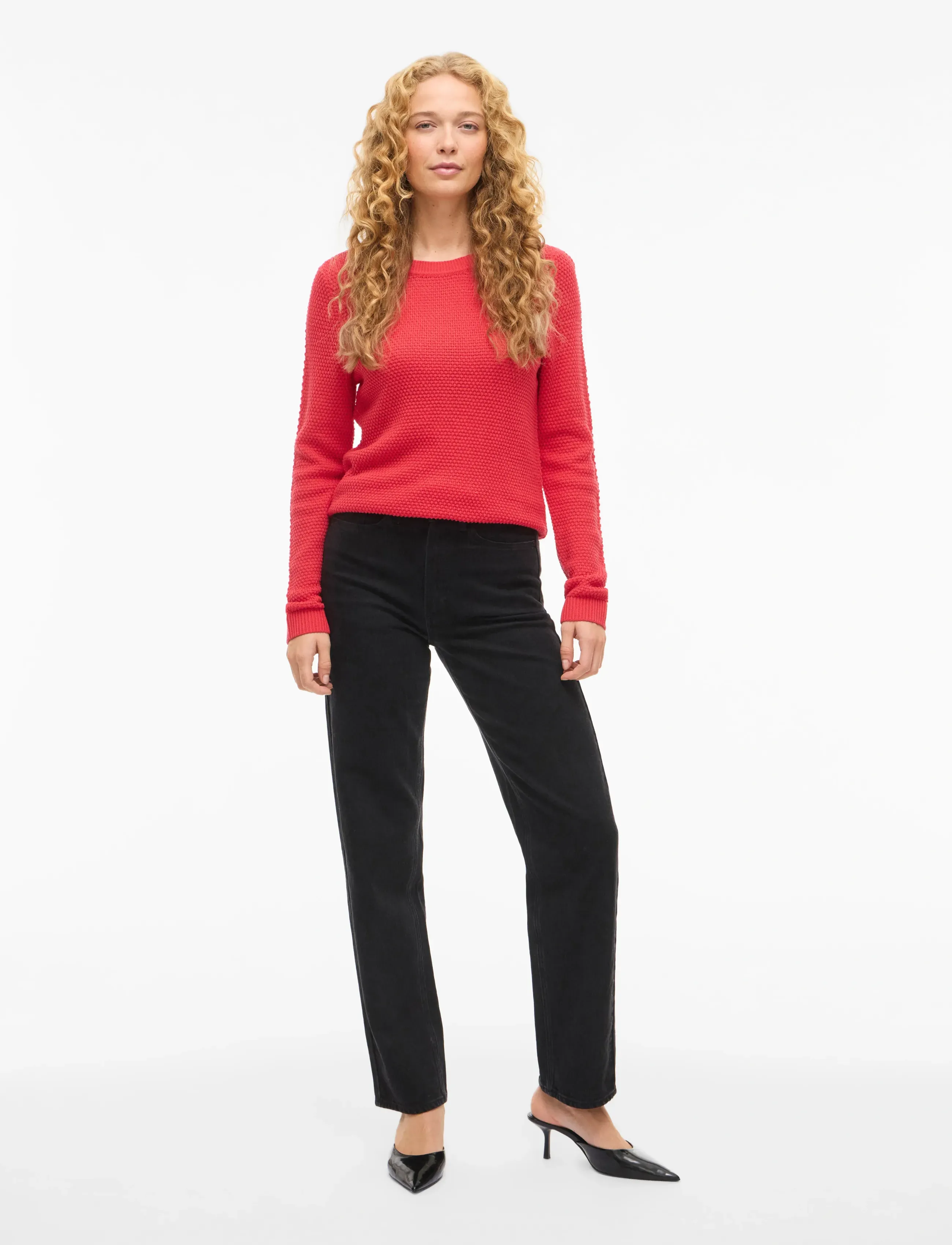 Vila - VIDALO O-NECK L/S KNIT TOP- NOOS - striktrøjer - hibiscus - 4