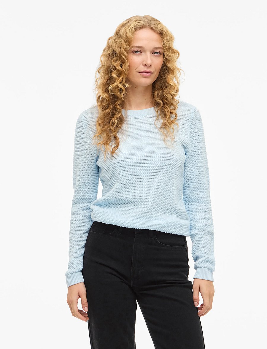 Vila - VIDALO O-NECK L/S KNIT TOP- NOOS - kampsunid - nantucket breeze - 0
