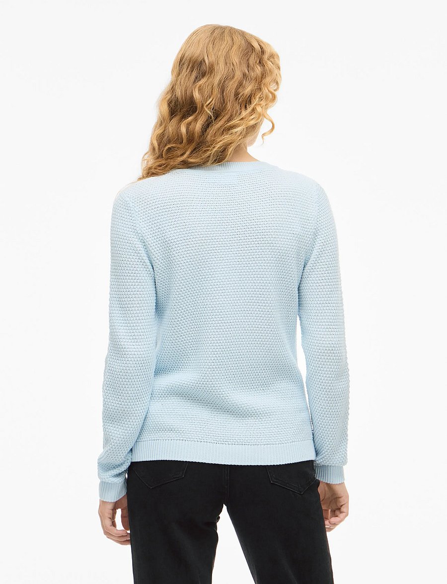 Vila - VIDALO O-NECK L/S KNIT TOP- NOOS - kampsunid - nantucket breeze - 3