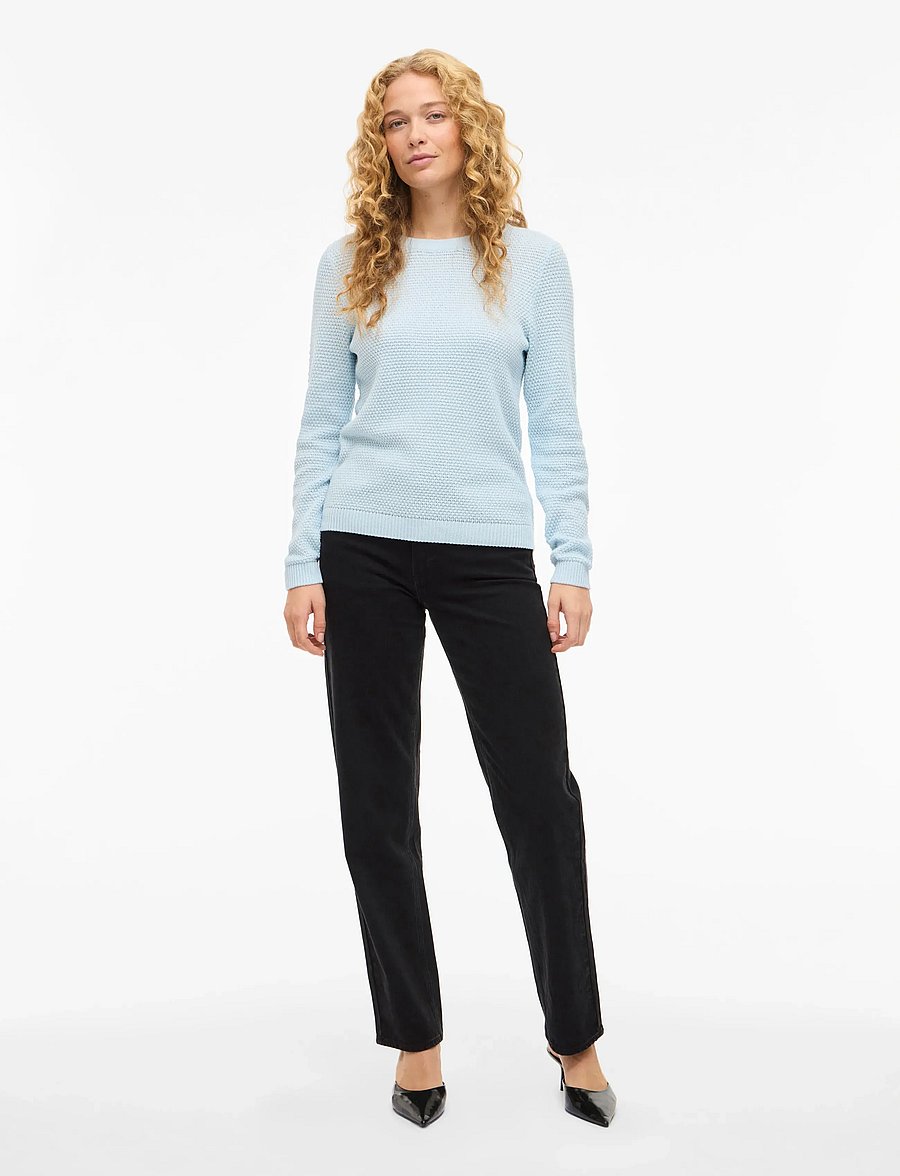 Vila - VIDALO O-NECK L/S KNIT TOP- NOOS - kampsunid - nantucket breeze - 4