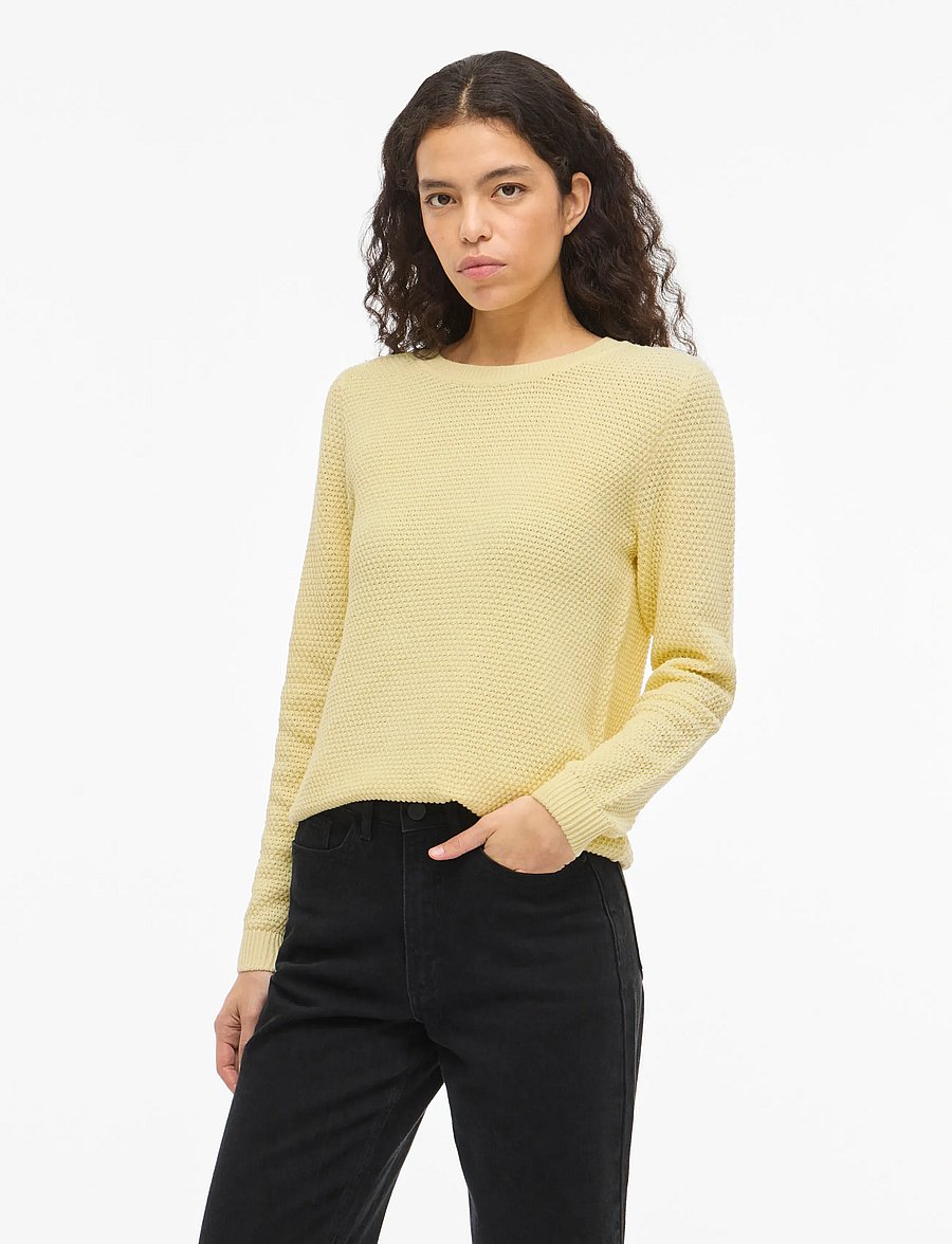 Vila - VIDALO O-NECK L/S KNIT TOP- NOOS - pullover - pastel yellow - 0