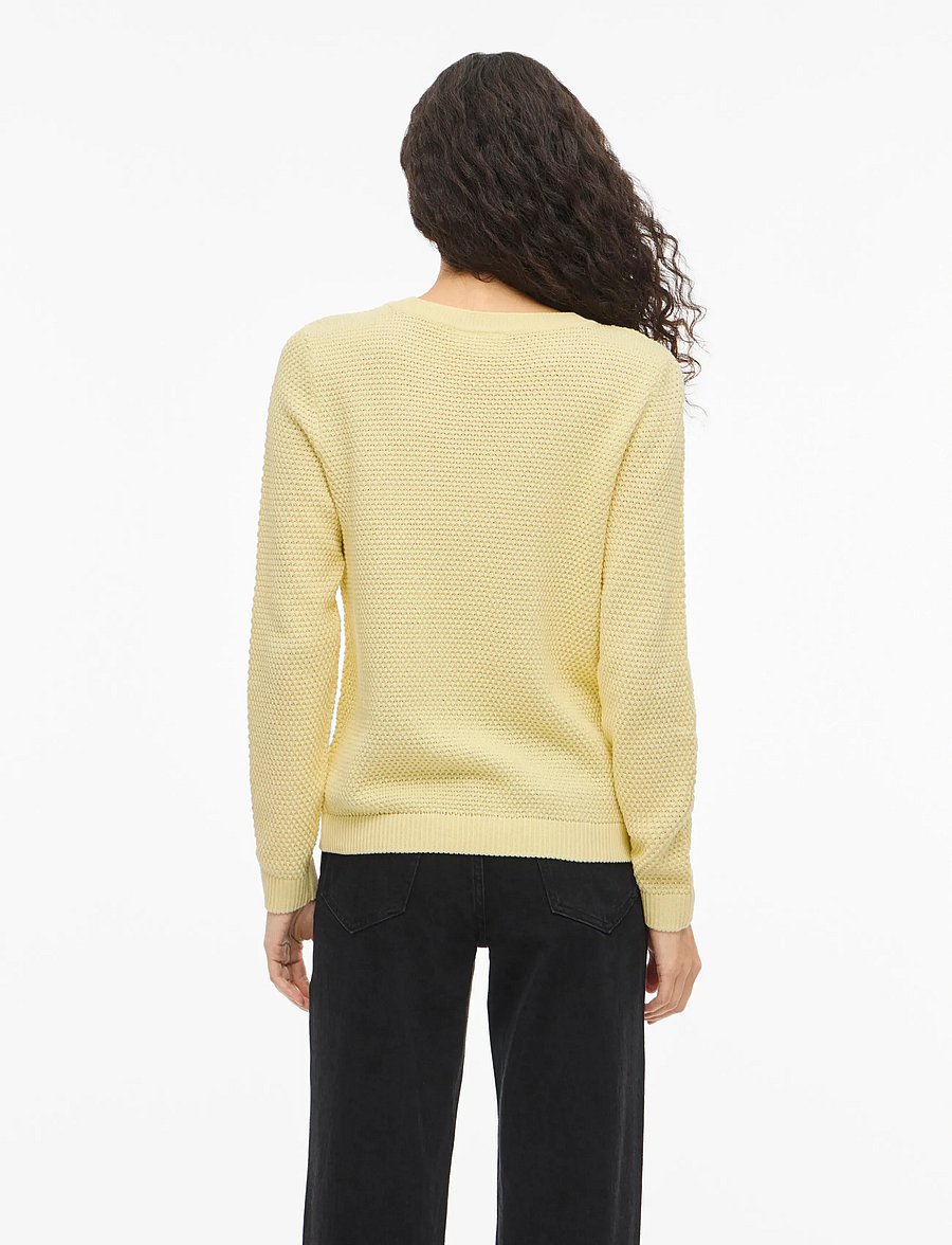 Vila - VIDALO O-NECK L/S KNIT TOP- NOOS - pullover - pastel yellow - 3