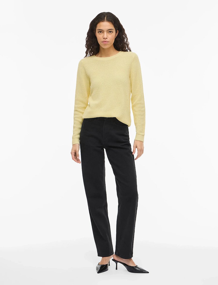 Vila - VIDALO O-NECK L/S KNIT TOP- NOOS - pullover - pastel yellow - 4