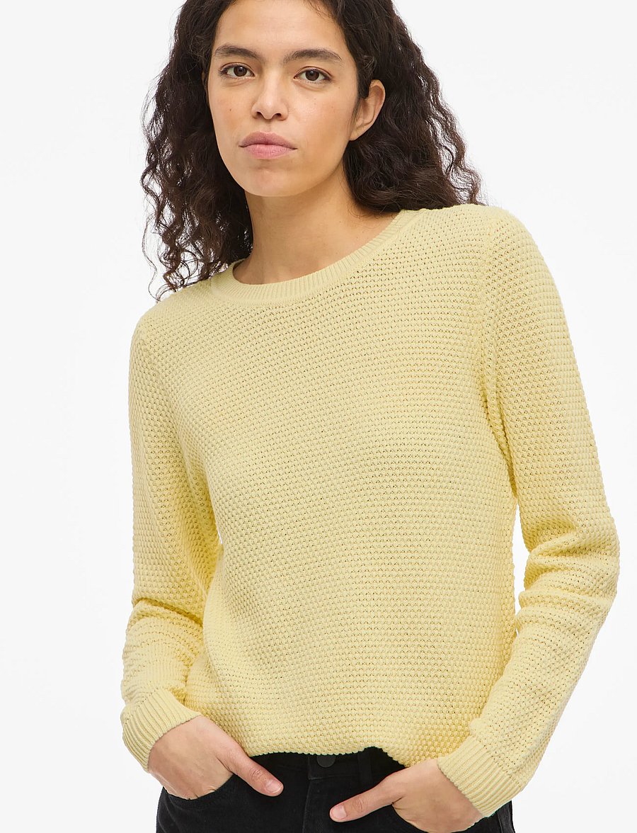 Vila - VIDALO O-NECK L/S KNIT TOP- NOOS - pullover - pastel yellow - 5