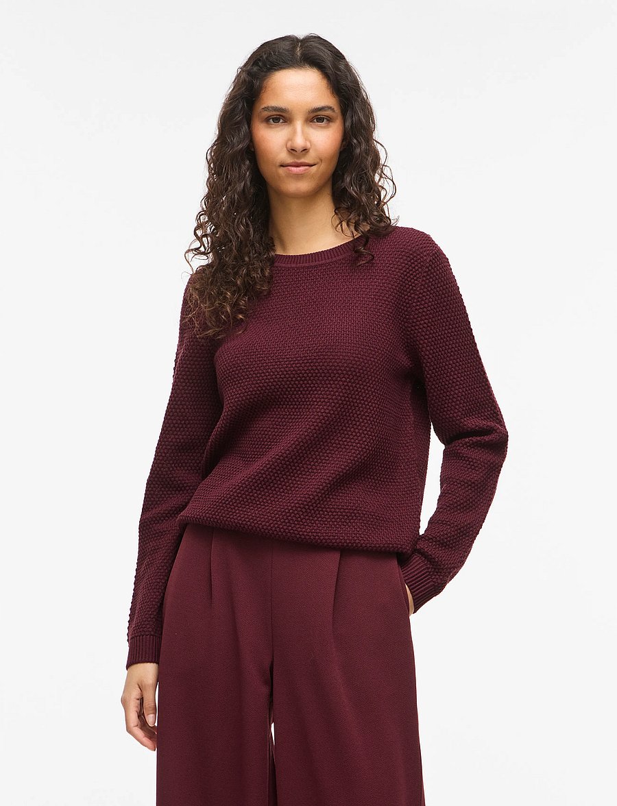 Vila - VIDALO O-NECK L/S KNIT TOP- NOOS - kampsunid - port royale - 0