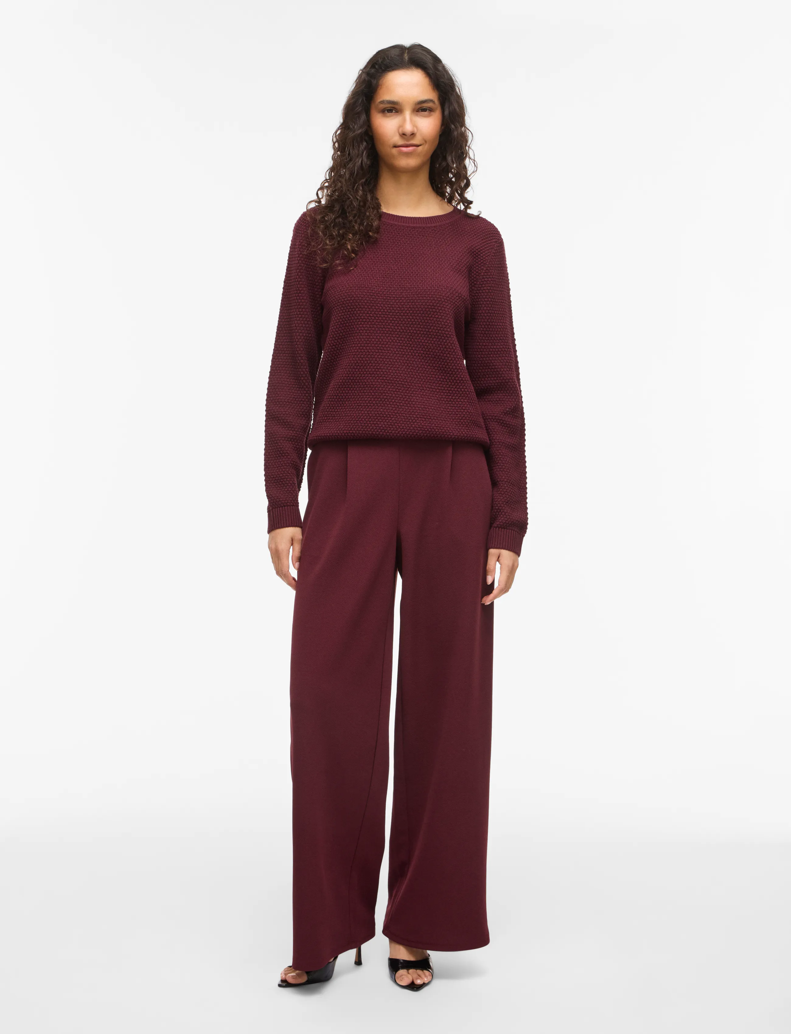 Vila - VIDALO O-NECK L/S KNIT TOP- NOOS - jumpers - port royale - 4