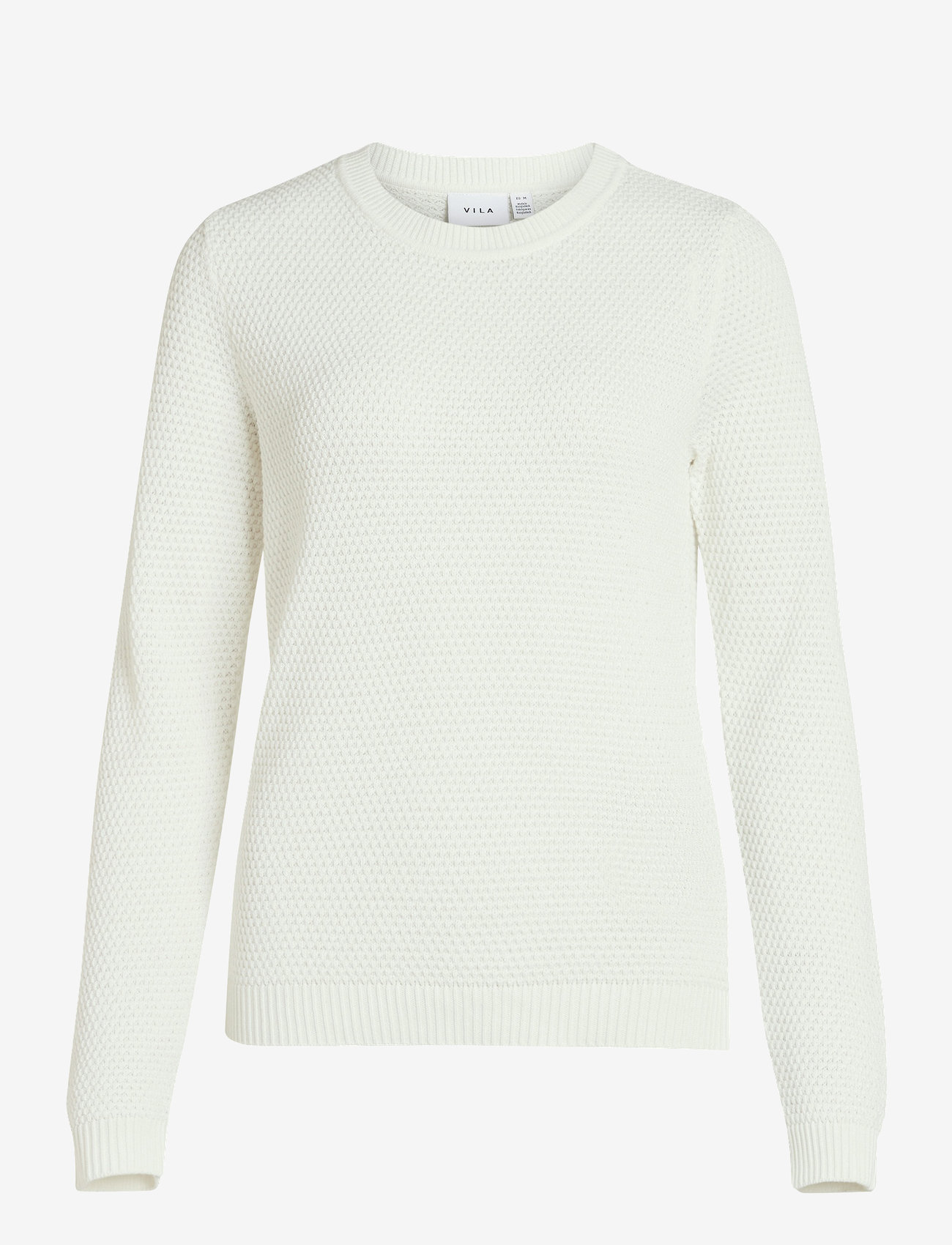 Vila - VIDALO O-NECK L/S KNIT TOP- NOOS - stickade tröjor - white alyssum - 1