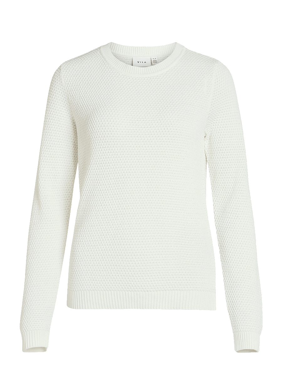 Vila - VIDALO O-NECK L/S KNIT TOP- NOOS - pulls - white alyssum - 1