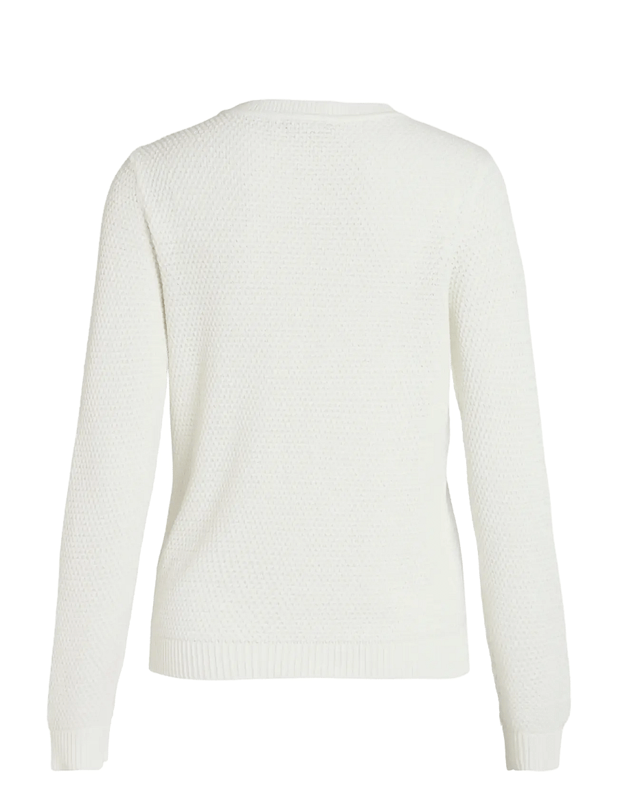 Vila - VIDALO O-NECK L/S KNIT TOP- NOOS - pulls - white alyssum - 2