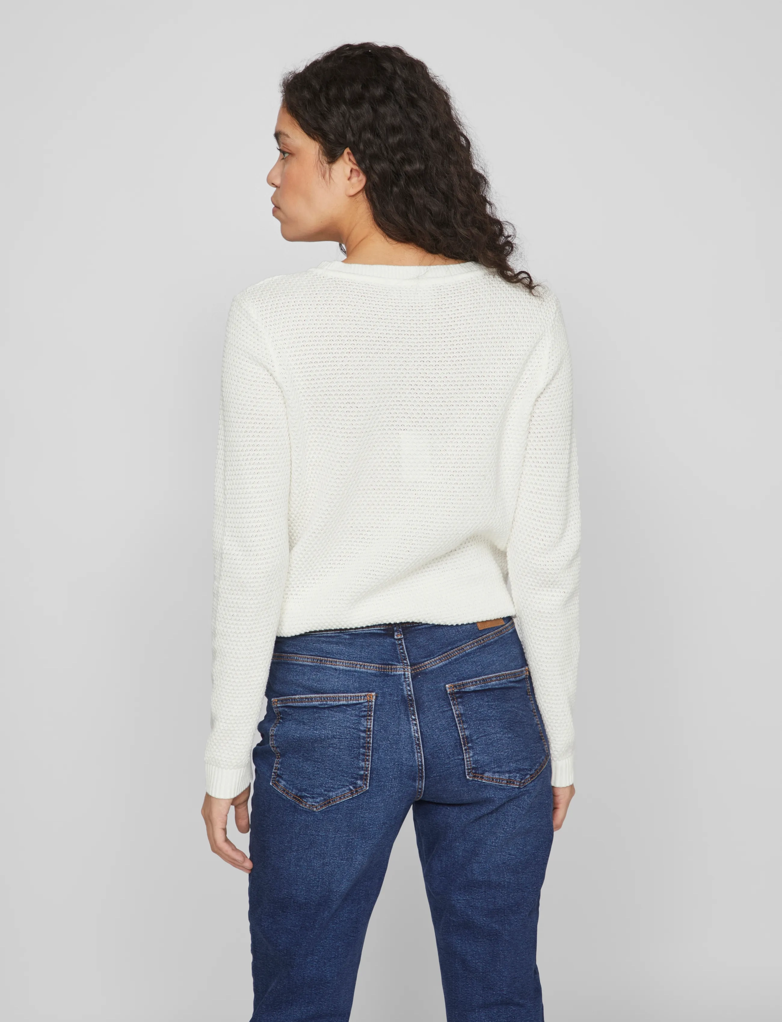 Vila - VIDALO O-NECK L/S KNIT TOP- NOOS - striktrøjer - white alyssum - 3