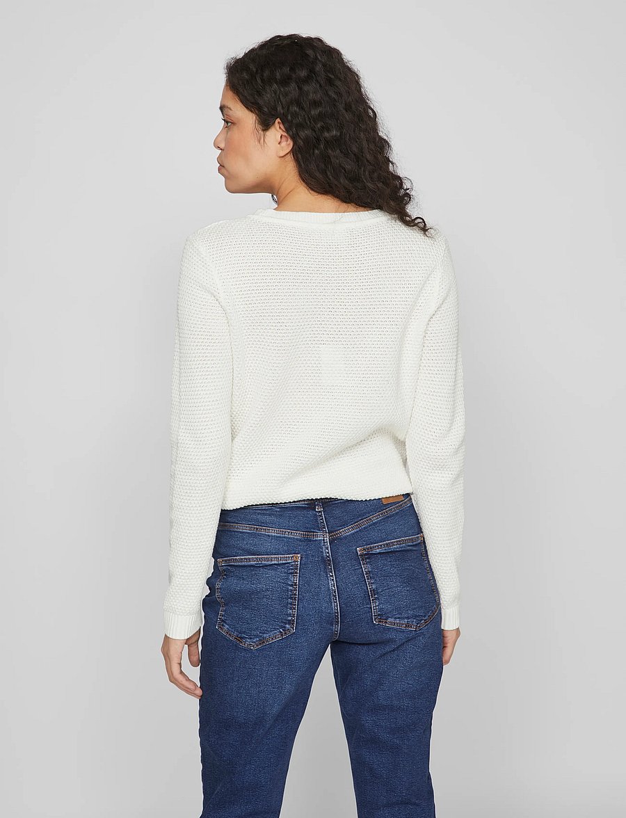 Vila - VIDALO O-NECK L/S KNIT TOP- NOOS - pulls - white alyssum - 3