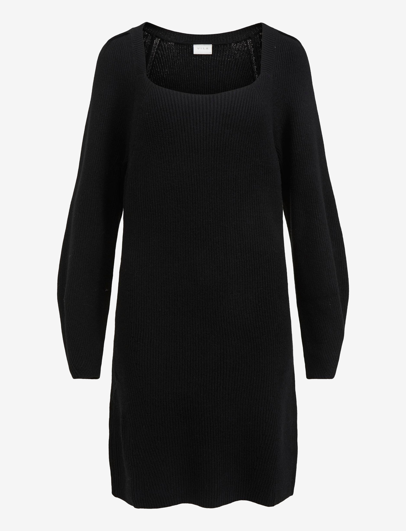 Vila - VIRIL L/S DETAIL KNIT DRESS/1 - strikkede kjoler - black - 0