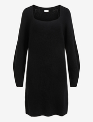 Vila - VIRIL L/S DETAIL KNIT DRESS/1 - strikkede kjoler - black - 0