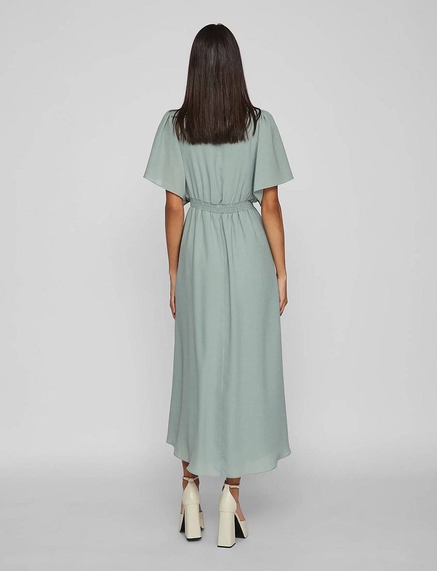 Vila - VIMIRAGE 2/4 V-NECK ANKLE DRESS/BM/DC - green milieu - 3