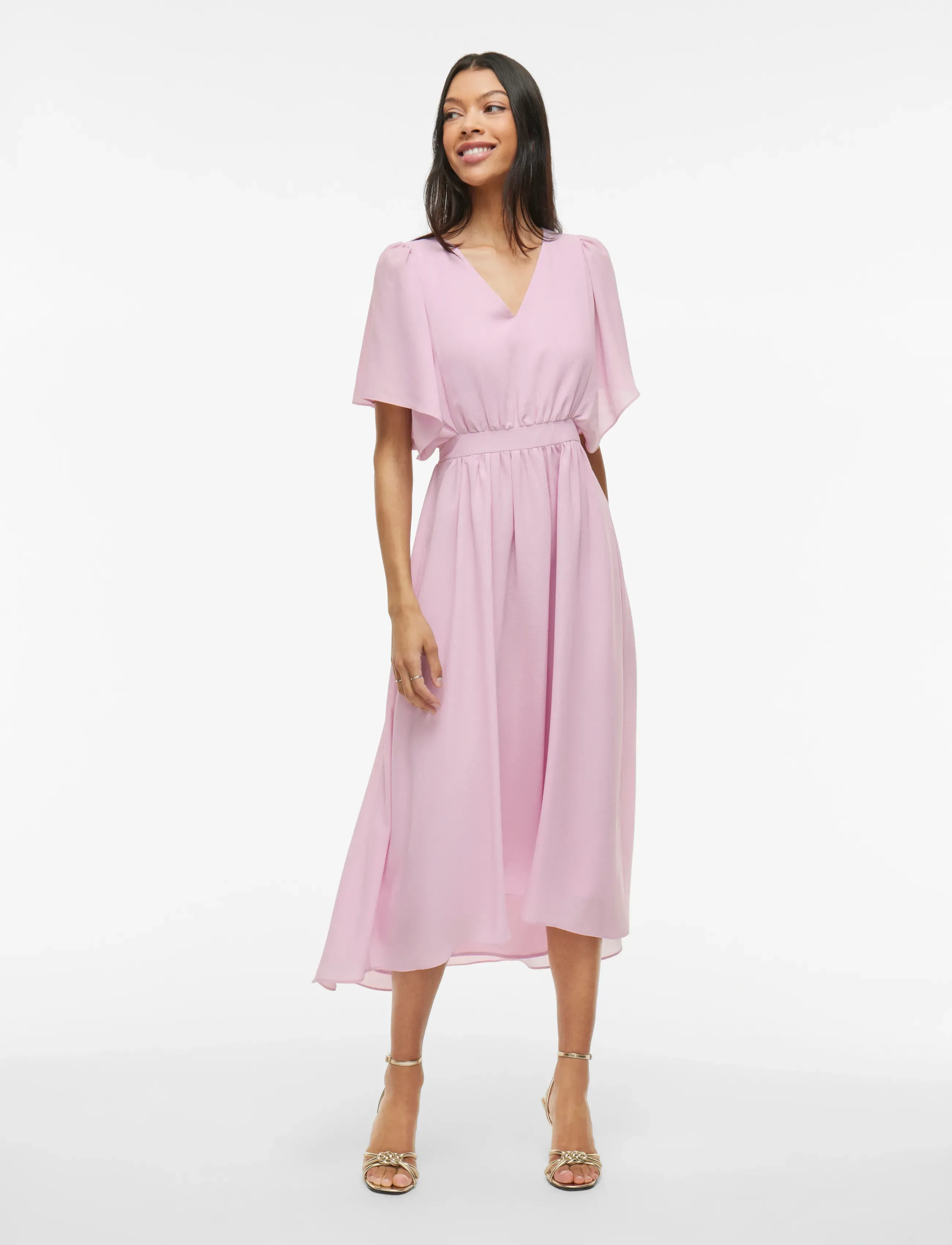 Vila VIMIRAGE 2/4 V-NECK ANKLE DRESS/BM/DC - Klänningar - WINSOME ORCHID / pink/rose