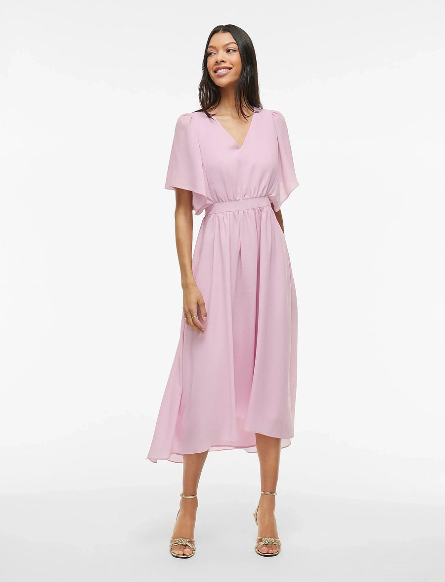 Vila - VIMIRAGE 2/4 V-NECK ANKLE DRESS/BM/DC - sumarkjólar - winsome orchid - 0