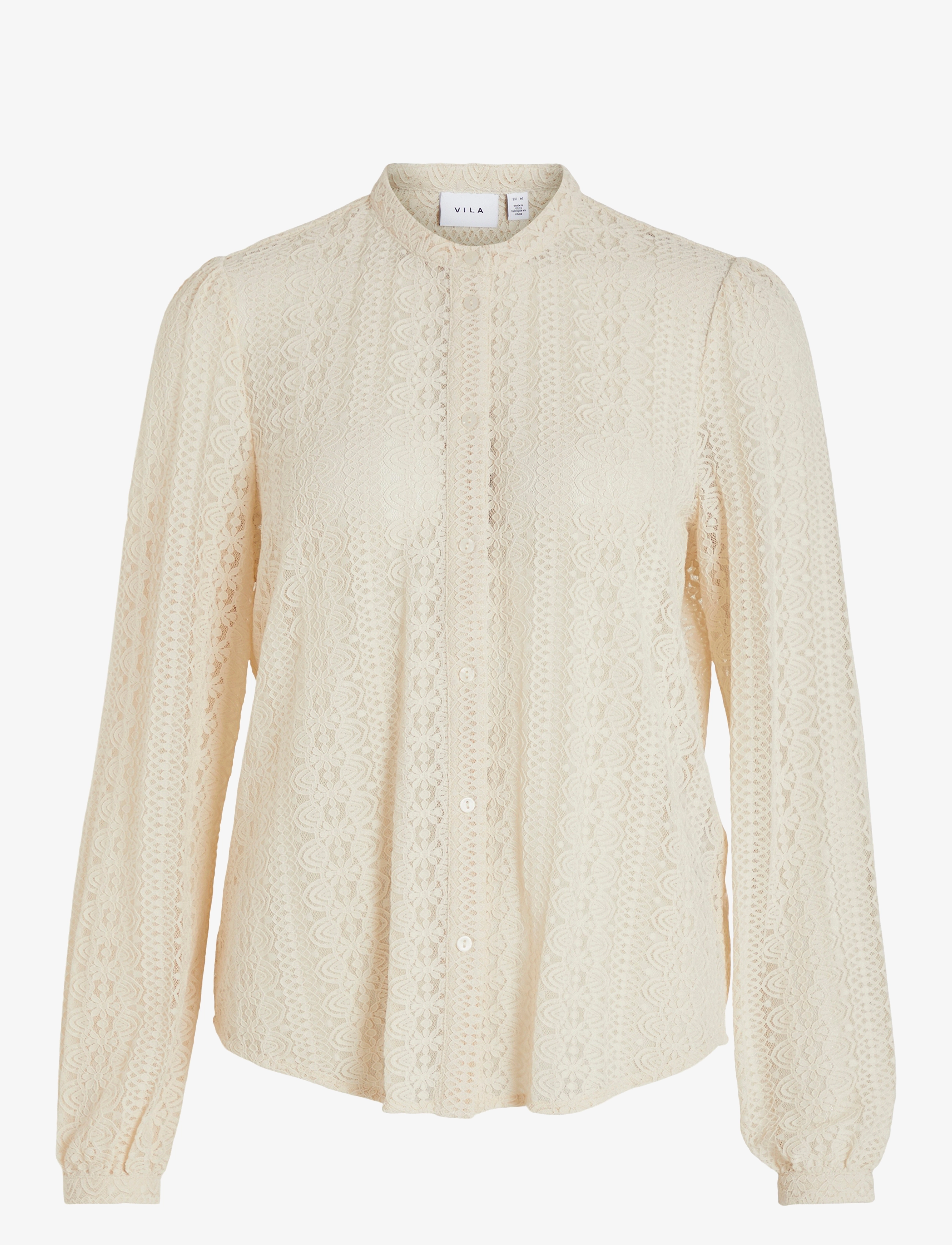 Vila VICHIKKA LACE L/S SHIRT- NOOS - Bluser - BIRCH / cream
