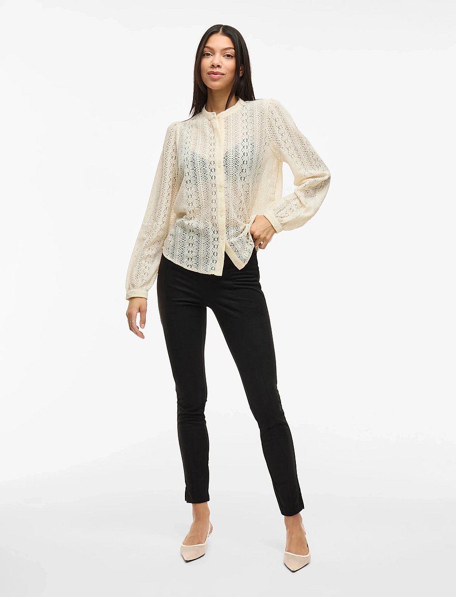 Vila - VICHIKKA LACE L/S SHIRT- NOOS - blouses à manches longues - birch - 0