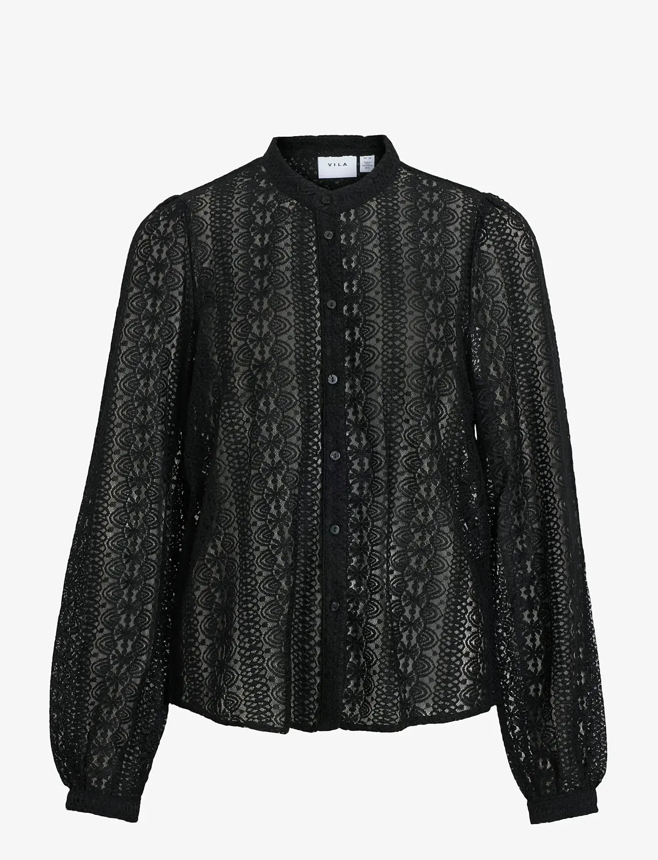 Vila - VICHIKKA LACE L/S SHIRT- NOOS - langärmlige blusen - black - 1
