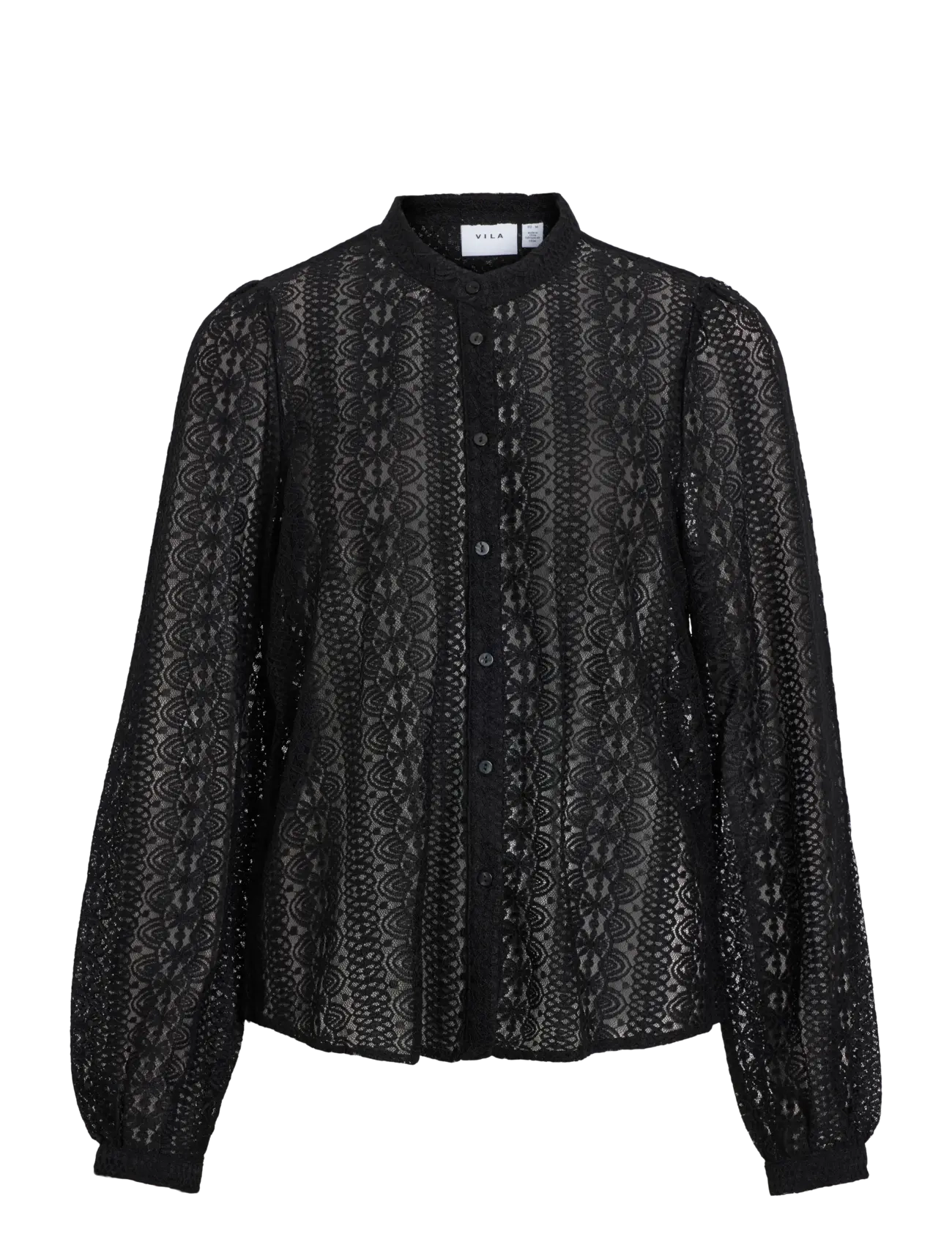 Vila - VICHIKKA LACE L/S SHIRT- NOOS - langermede bluser - black - 1