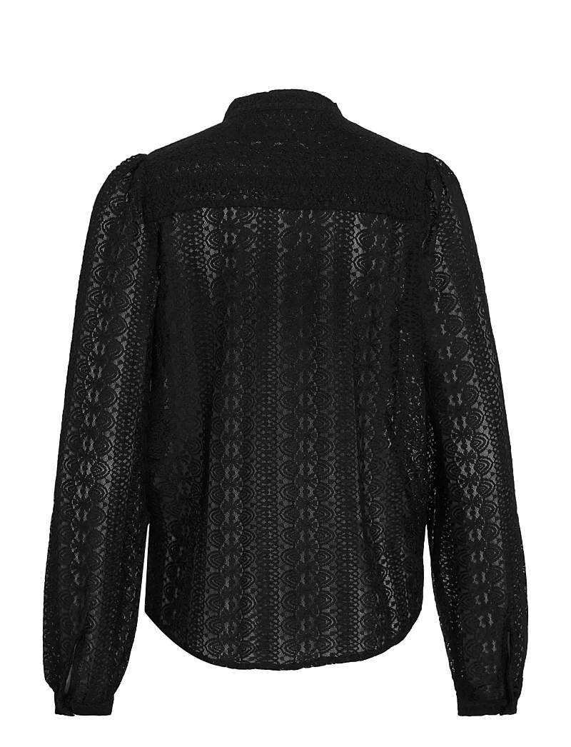 Vila - VICHIKKA LACE L/S SHIRT- NOOS - blouses met lange mouwen - black - 2