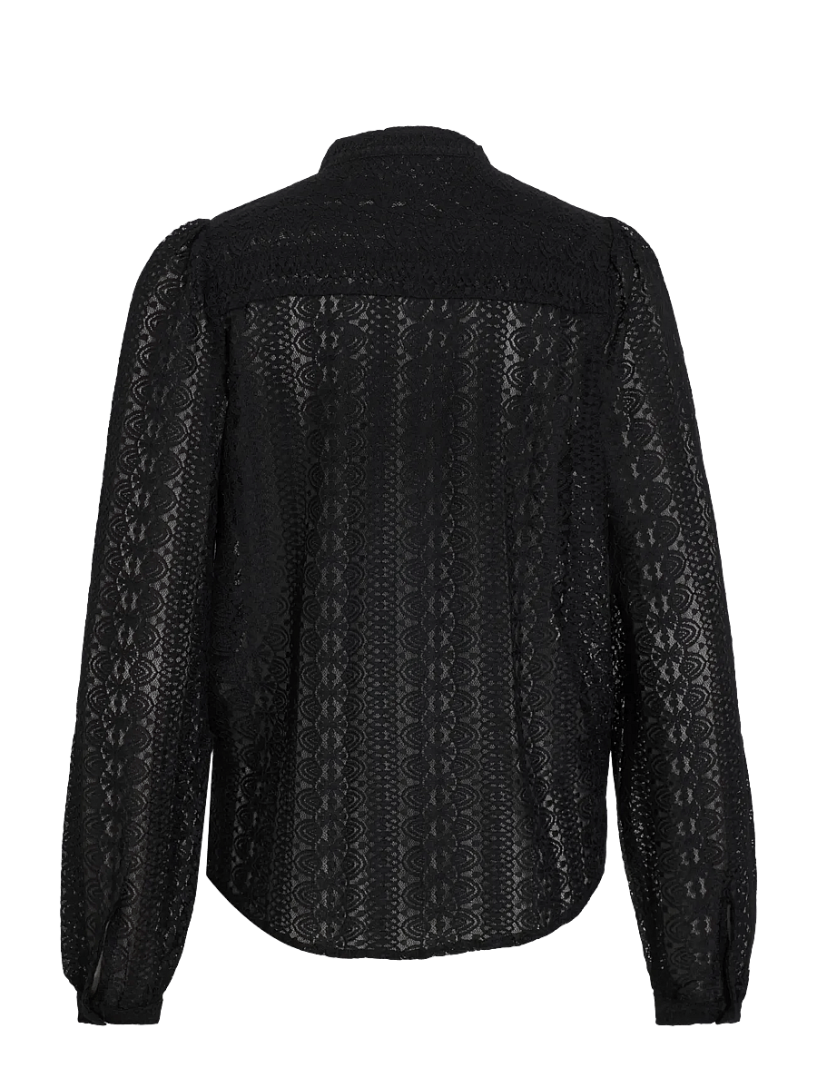Vila - VICHIKKA LACE L/S SHIRT- NOOS - langærmede bluser - black - 2