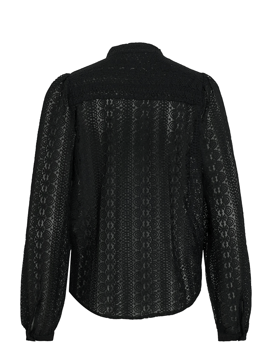Vila - VICHIKKA LACE L/S SHIRT- NOOS - blouses à manches longues - black - 2