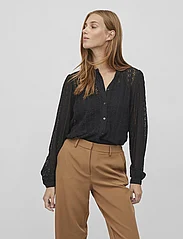 Vila - VICHIKKA LACE L/S SHIRT- NOOS - long-sleeved blouses - black - 2