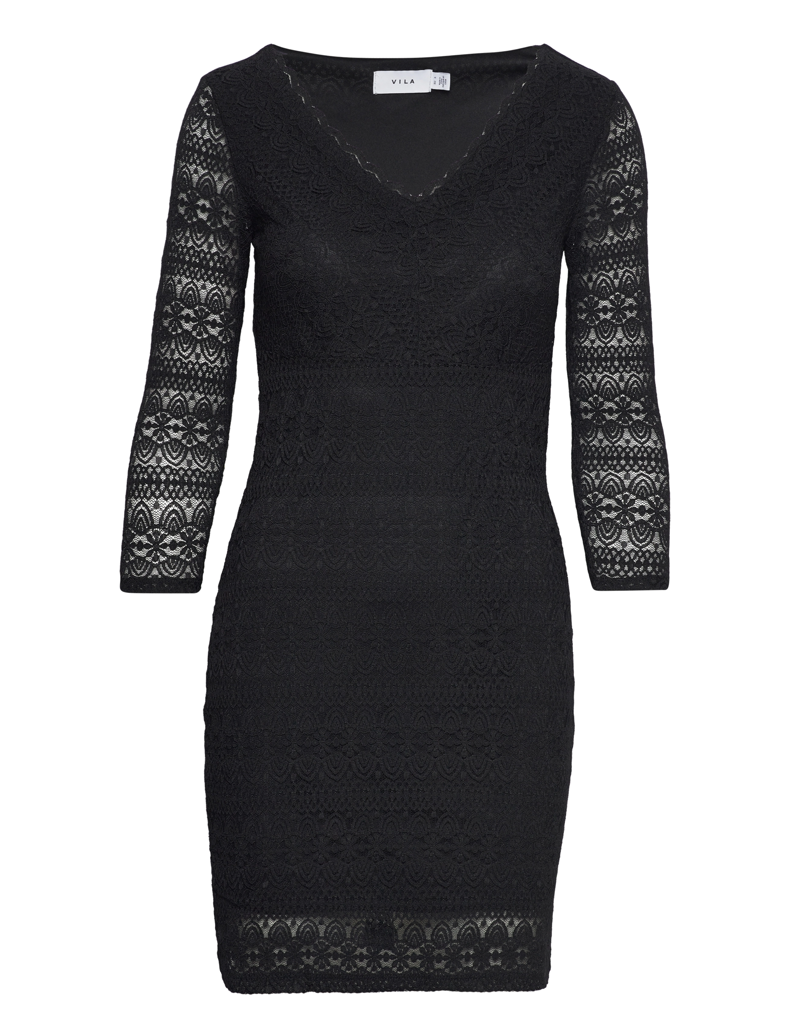 Vila VICHIKKA LACE 3/4 SHORT DRESS - Korte kjoler - BLACK / black