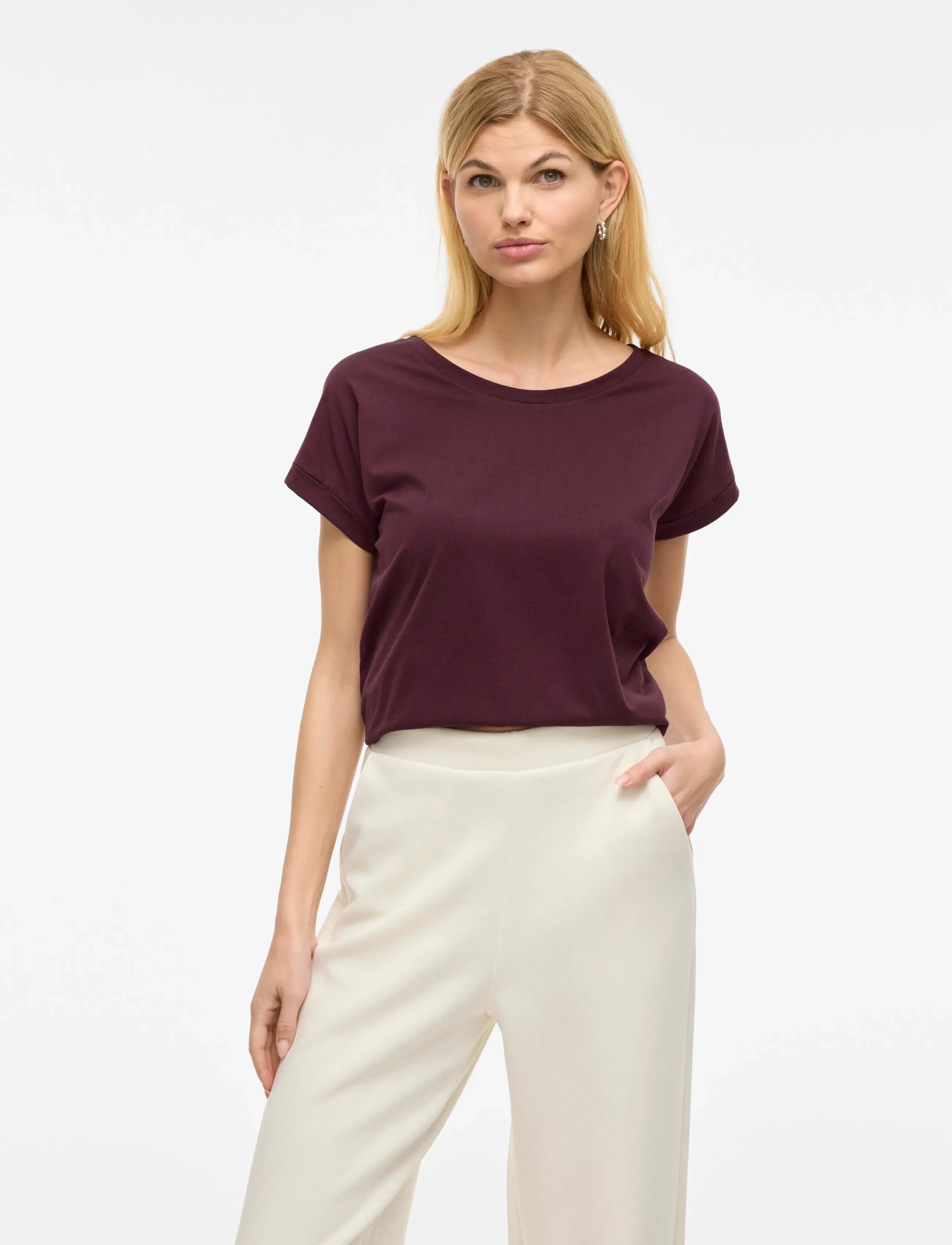 Vila VIDREAMERS NEW PURE T-SHIRT-NOOS - T-Shirts & Tops - FIG / burgundy