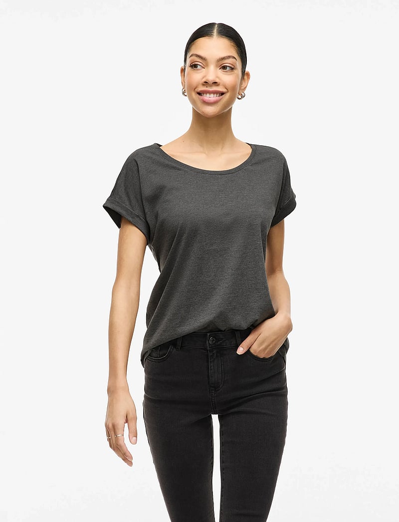 Vila - VIDREAMERS NEW PURE T-SHIRT-NOOS - t-shirts - medium grey melange - 0