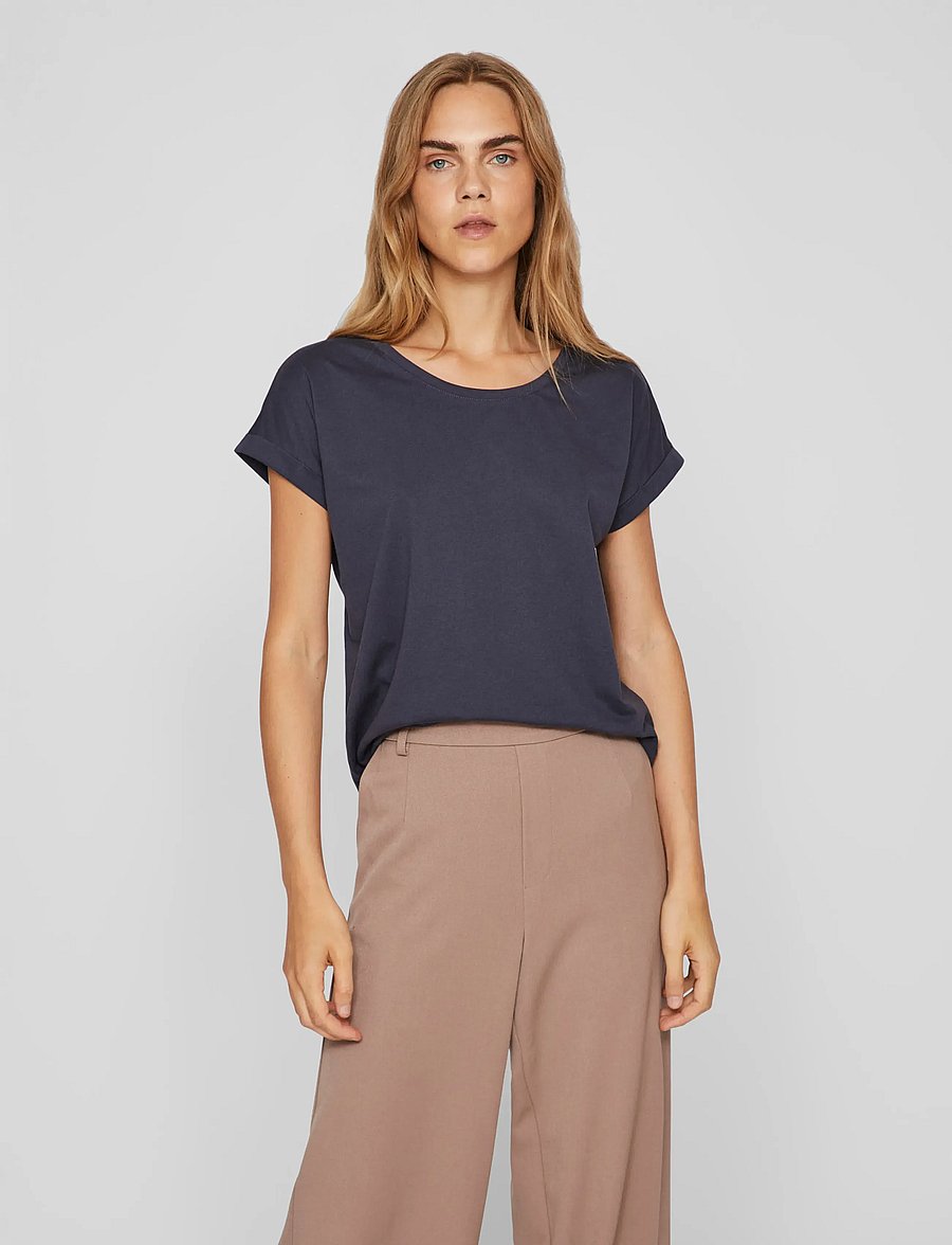 Vila - VIDREAMERS NEW PURE T-SHIRT-NOOS - t-shirts - total eclipse - 0
