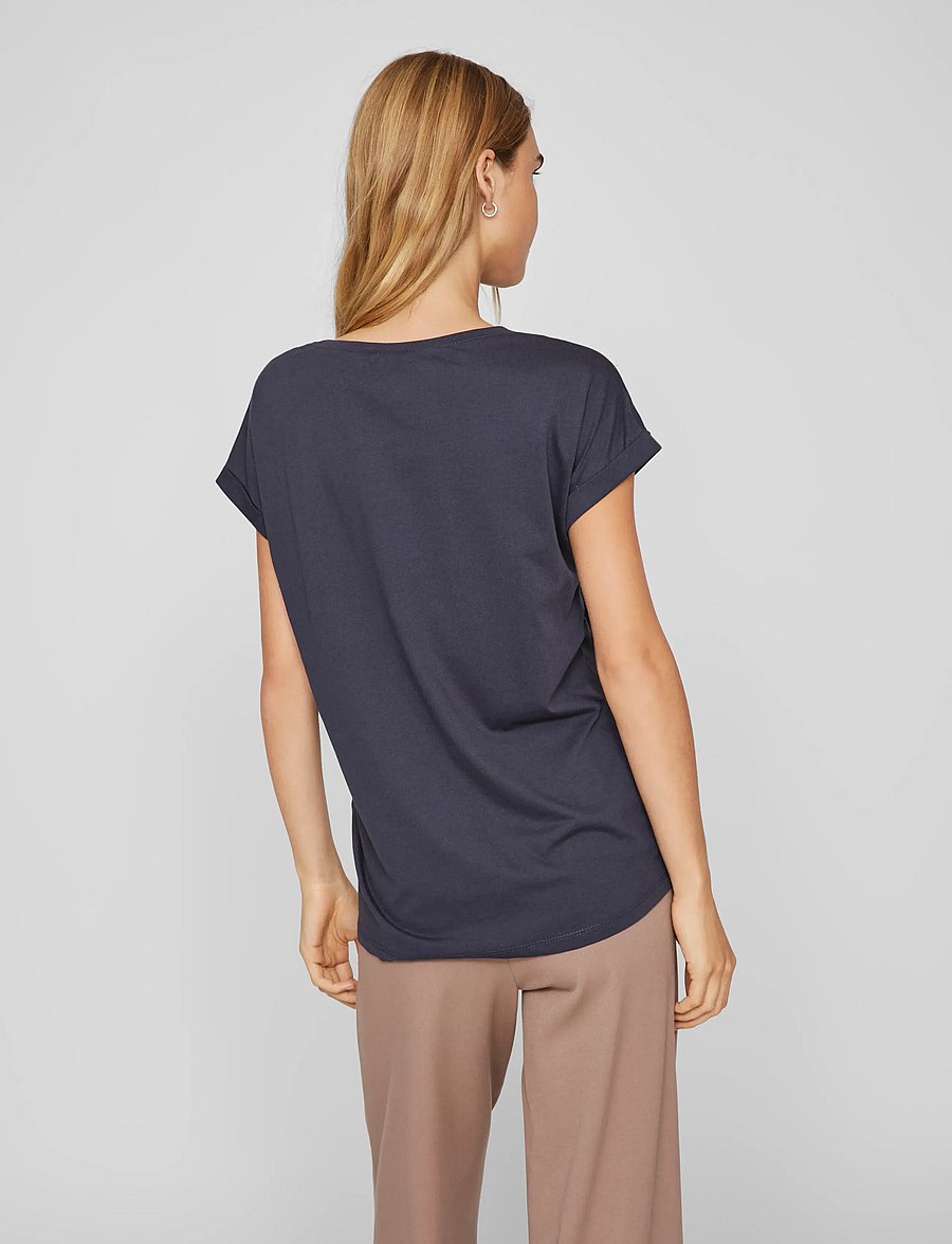 Vila - VIDREAMERS NEW PURE T-SHIRT-NOOS - t-shirts - total eclipse - 3