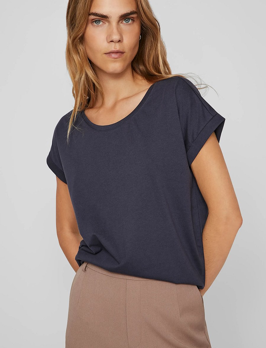 Vila - VIDREAMERS NEW PURE T-SHIRT-NOOS - t-shirts - total eclipse - 5