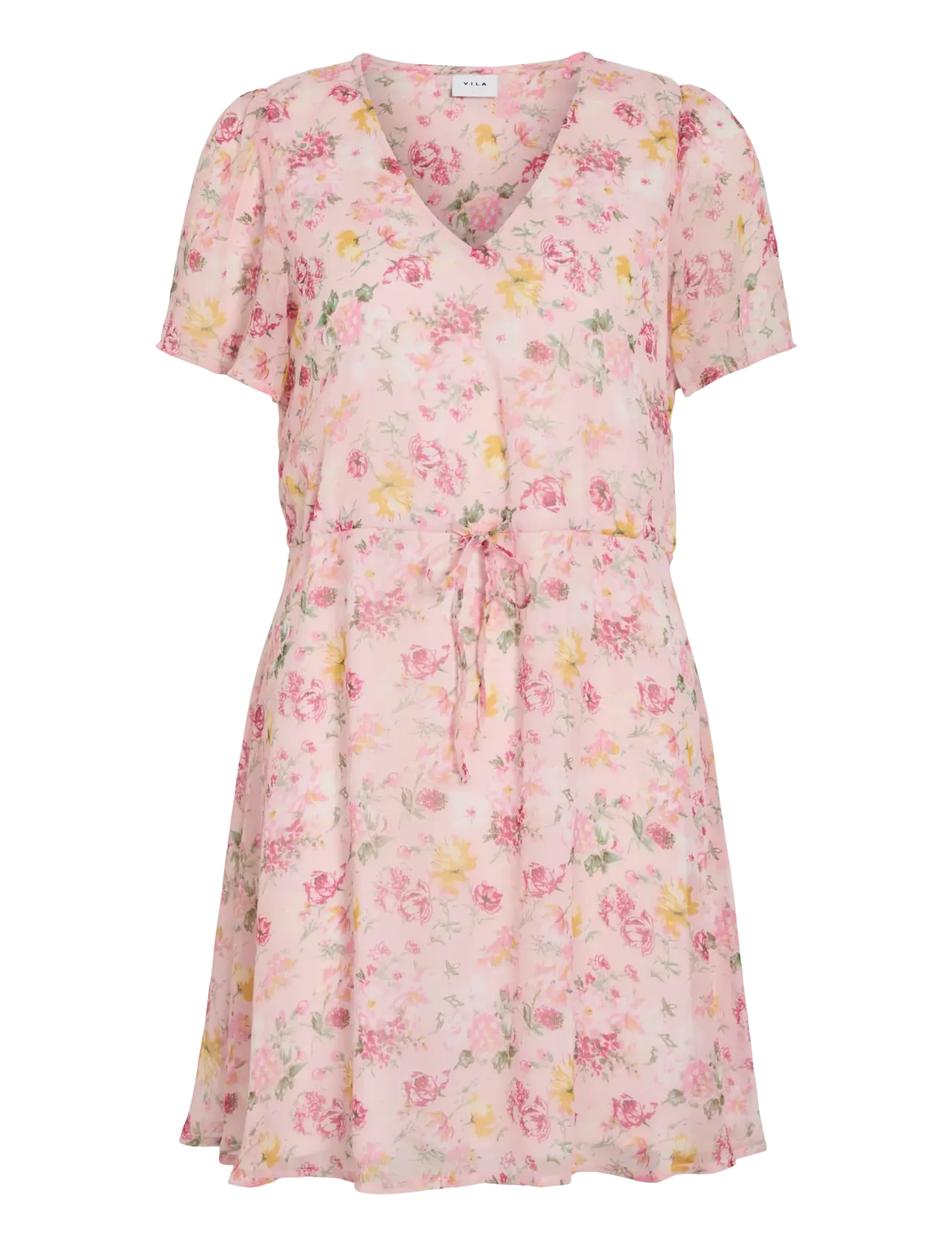 Vila VIFALIA V-NECK S/S SHORT DRESS- NOOS - Minikleidid - MISTY ROSE / pink/rose