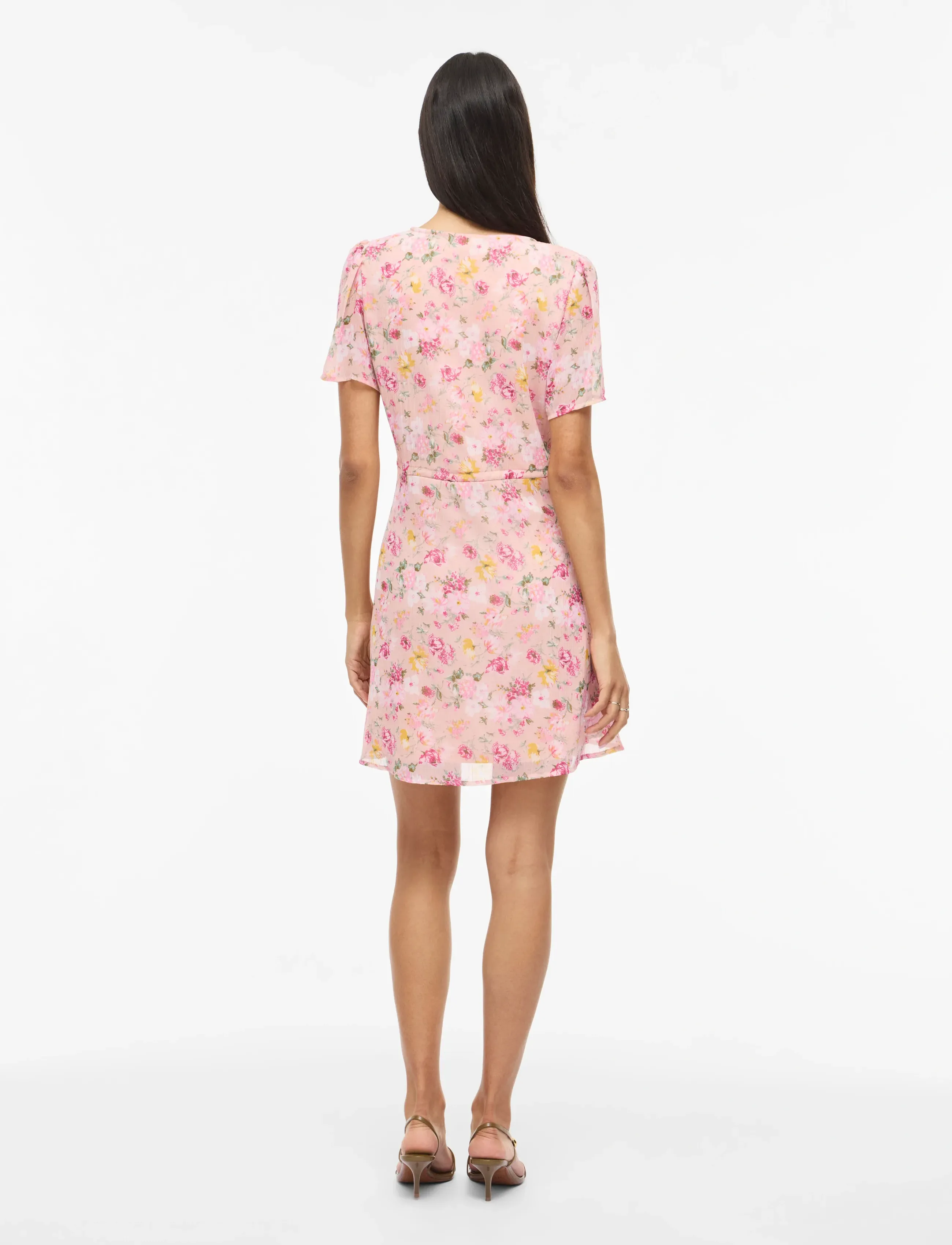 Vila - VIFALIA V-NECK S/S SHORT DRESS- NOOS - robes d'été - misty rose - 3