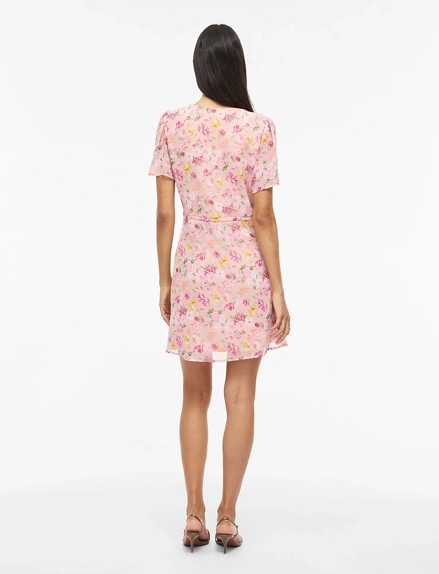 Vila - VIFALIA V-NECK S/S SHORT DRESS- NOOS - robes d'été - misty rose - 3