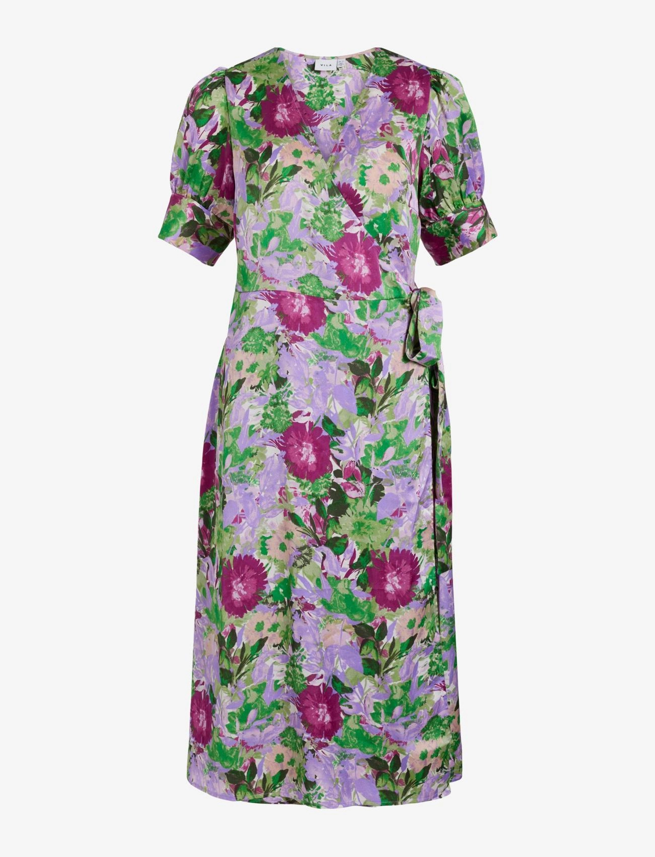 Vila VINARIA S/S WRAP MIDI DRESS/DC/SU - Vila - FERN GREEN / green