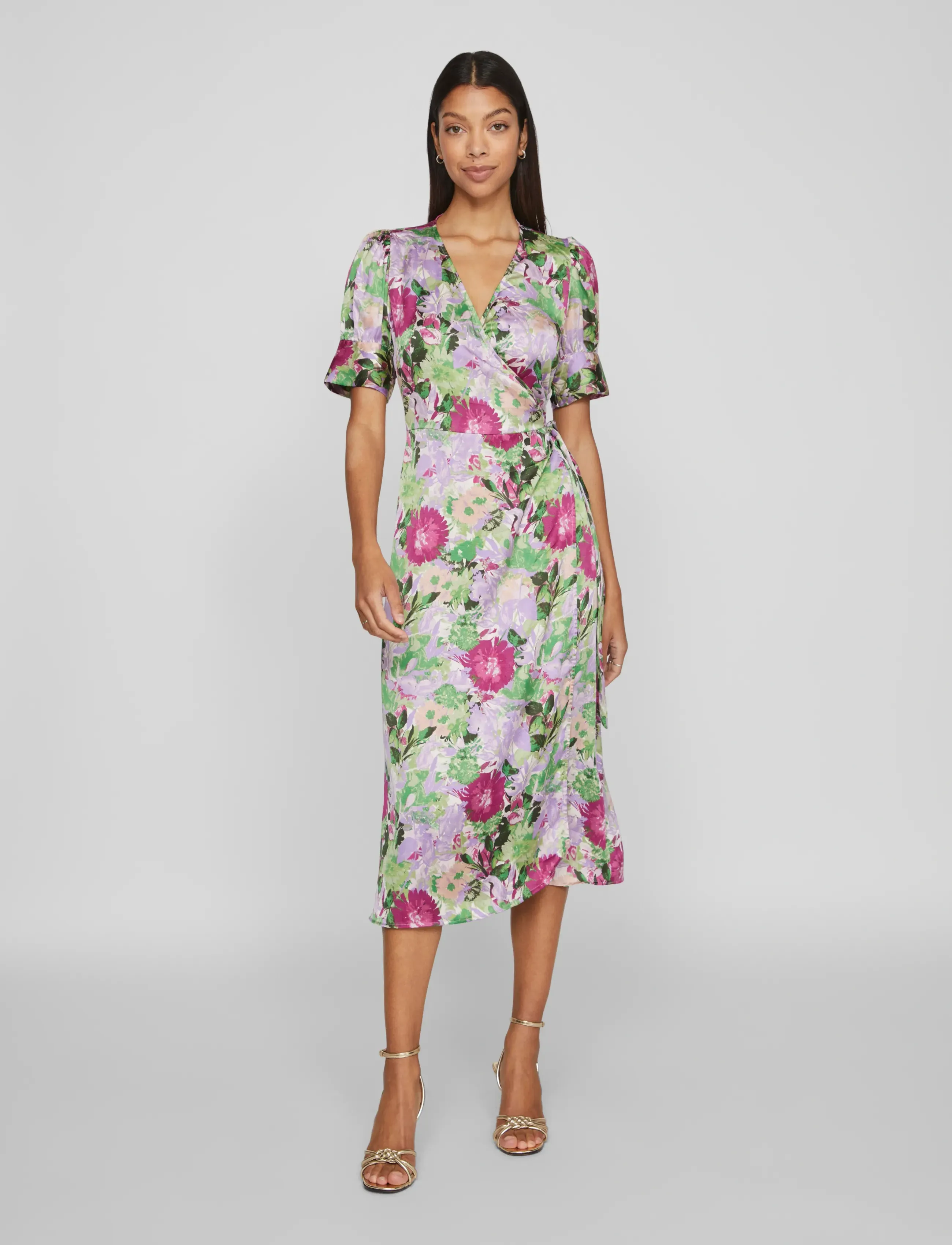Vila - VINARIA S/S WRAP MIDI DRESS/DC/SU - fern green - 4