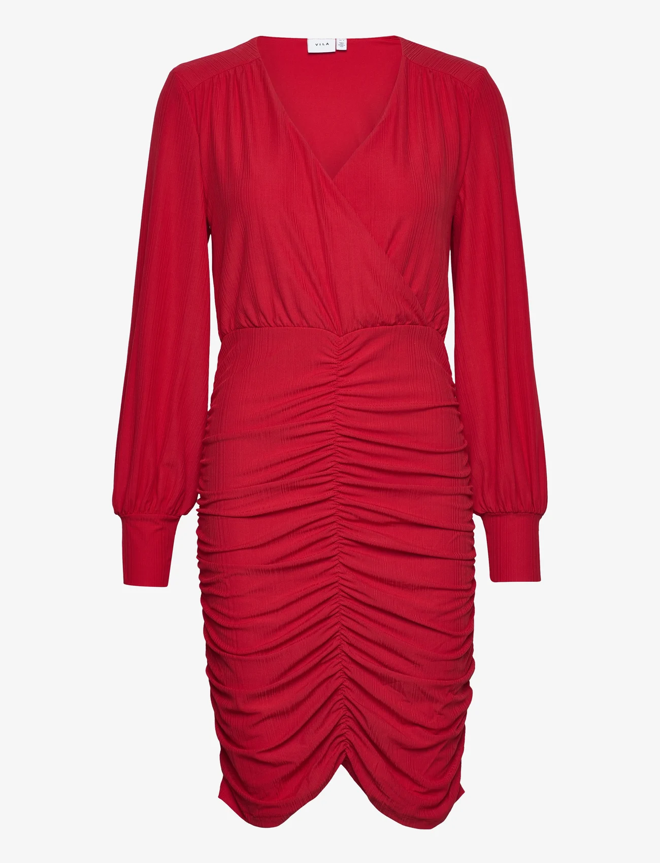 Vila - VIJOSA V-NECK SHORT DRESS/KA - festmode zu outlet-preisen - pompeian red - 0