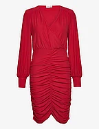 VIJOSA V-NECK SHORT DRESS/KA - POMPEIAN RED