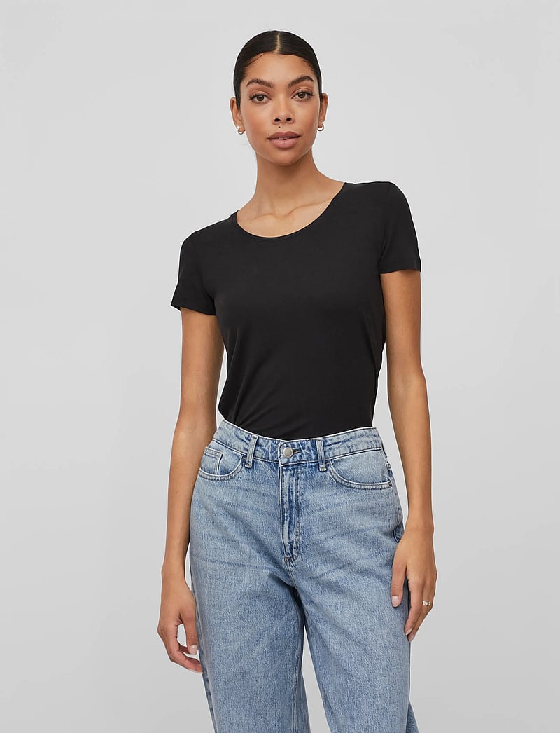 Vila - VIDAISY O-NECK S/S TOP - - t-shirts - black - 0